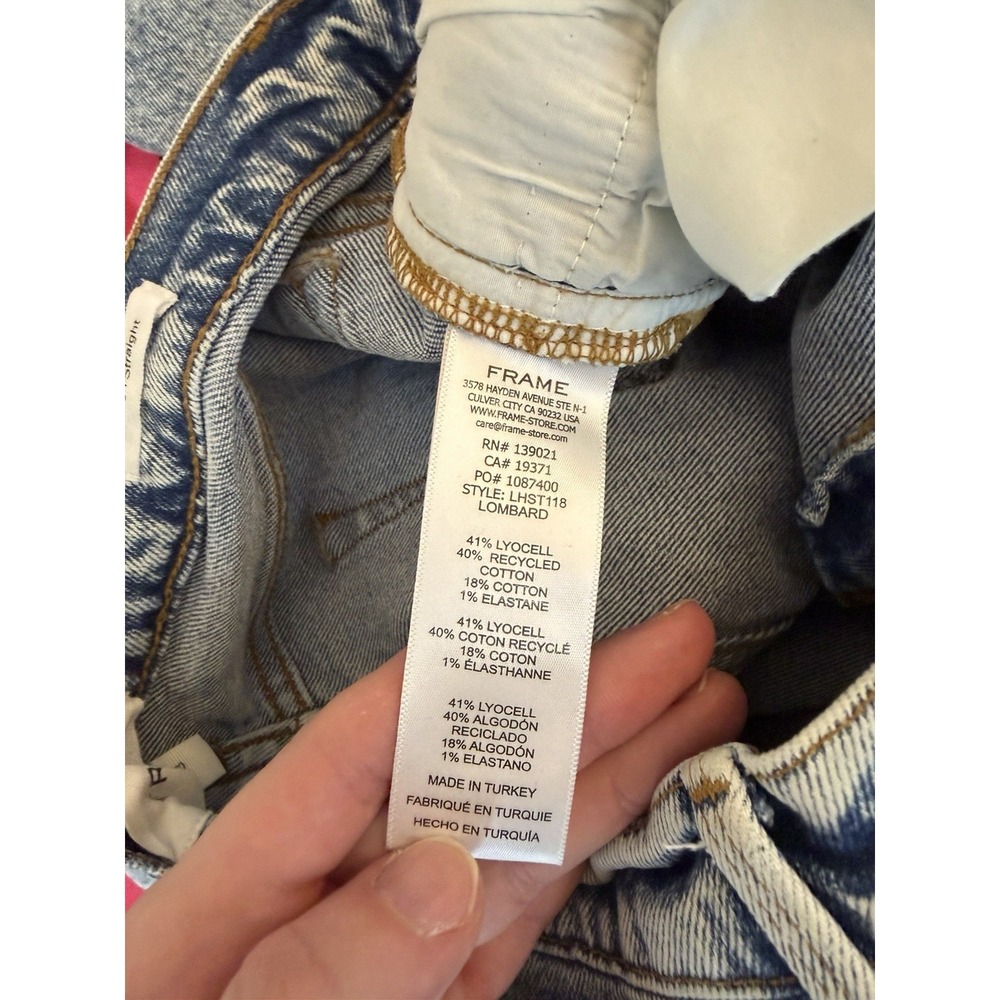 FRAME Le High Straight Ankle Jeans Womens 28 Lombard Bleach‎ Acid Wash Blue - Picture 3 of 10